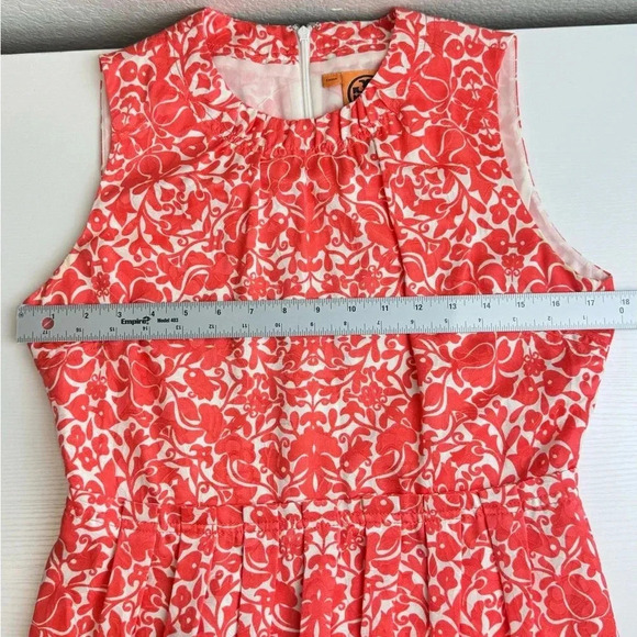 Tory Burch Silk Blend Floral Shift Dress Women size 6 Coral - Picture 10 of 13